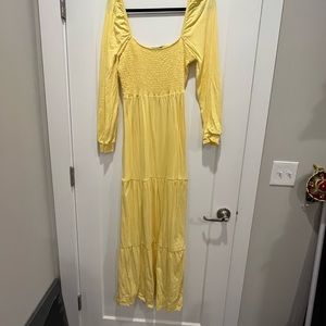 Nasty Gal Yellow Long Sleeve Maxi Dress